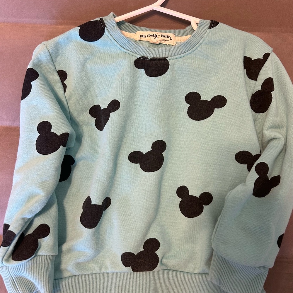 Blue Kids Sweatshirt with Black Mickey Print